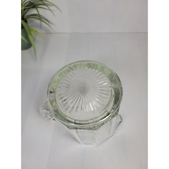 Vintage Pitcher Heavy Glass 10 Panel Ribbed Sunburst Bottom, Kitchen Barware - Picture 5 of 5